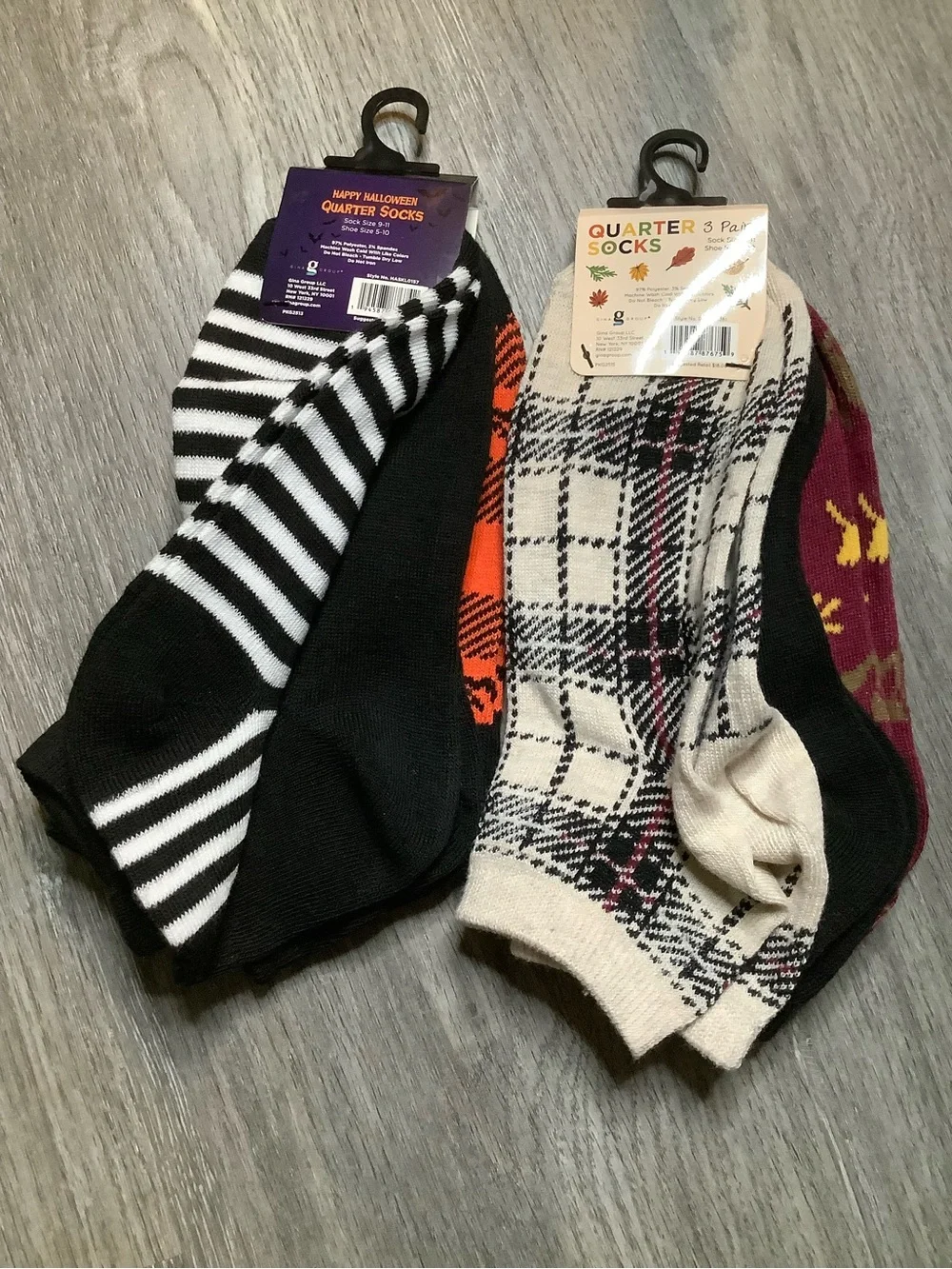 Women's Quarter Socks 3-Pack - Orange & Burgundy Floral